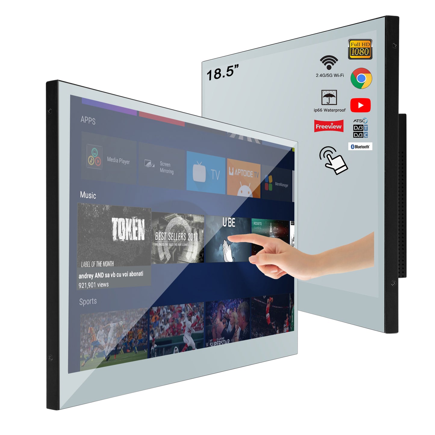 Soulaca 18.5 inch Touchscreen Magic Smart Android Mirror Television DTV ATSC DVB Bathroom Waterproof Hotel TV-Soulaca