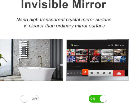 Soulaca 22 inch Touchscreen Bathroom Mirror Smart TV Waterproof with WiFi for SPA Shower Hotel-Soulaca
