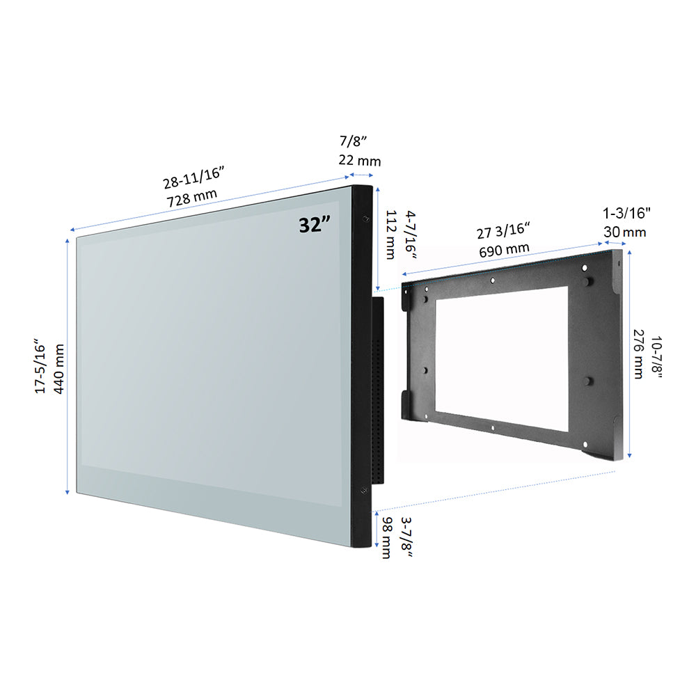 Soulaca 32 inches Smart Black Color TV for Bathroom Hotel Advertising LED Television Waterproof-Soulaca