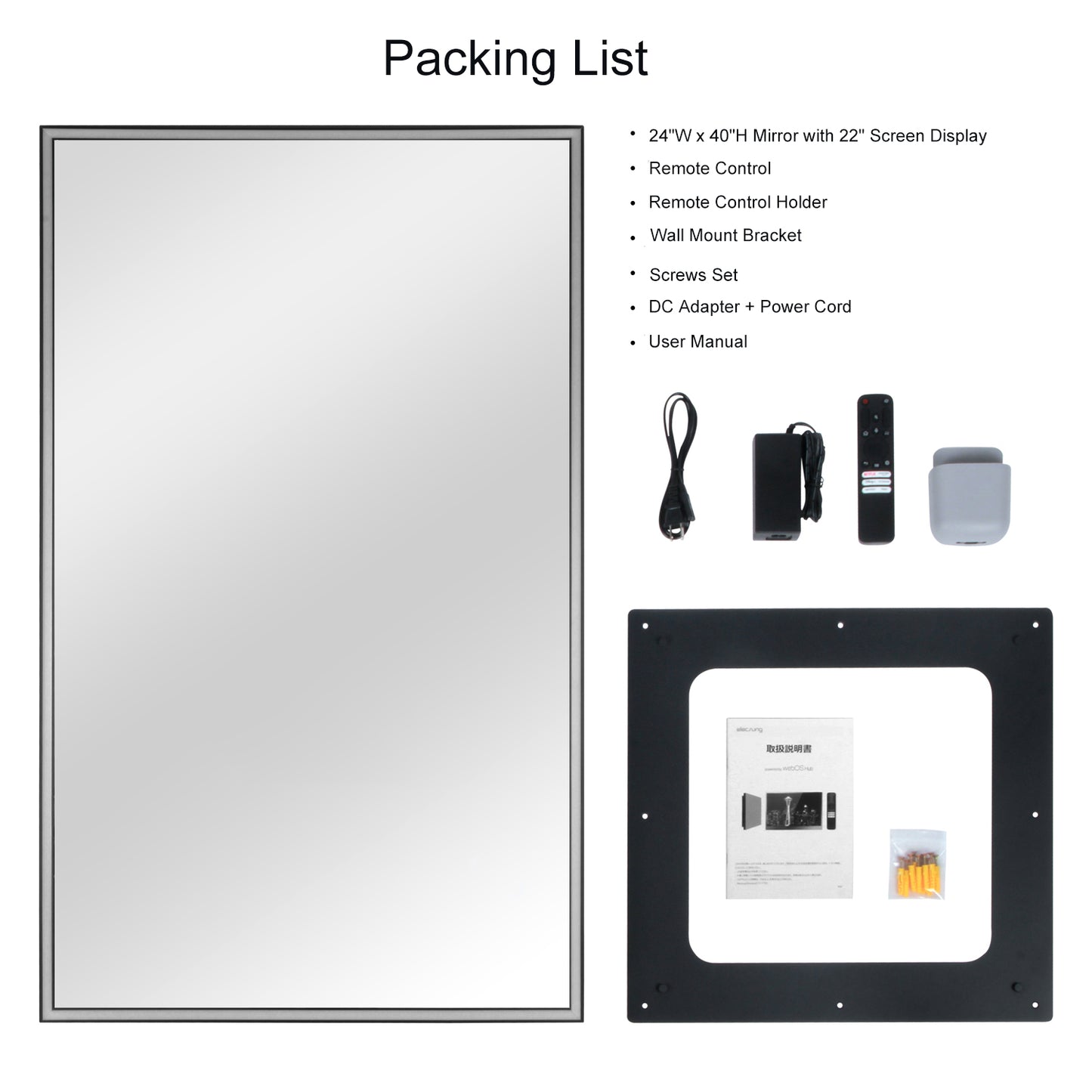 Soulaca 24" W x 40" H Mirror with 22" Screen Display with webOS LED Salon Entertainment Monitor (No TV) for Barber Shops, Beauty Studios Voice Control-Soulaca