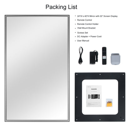 Soulaca 24" W x 40" H Mirror with 22" Screen Display with webOS LED Salon Entertainment Monitor (No TV) for Barber Shops, Beauty Studios Voice Control-Soulaca