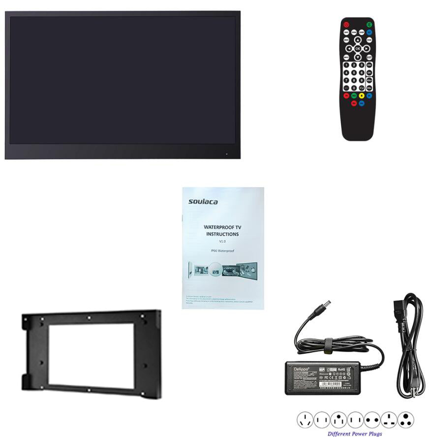 Soulaca 22 inch Black Color Smart Bathroom LED TV Waterproof SPA Wifi Bluetooth ATSC DVB DTV-Soulaca