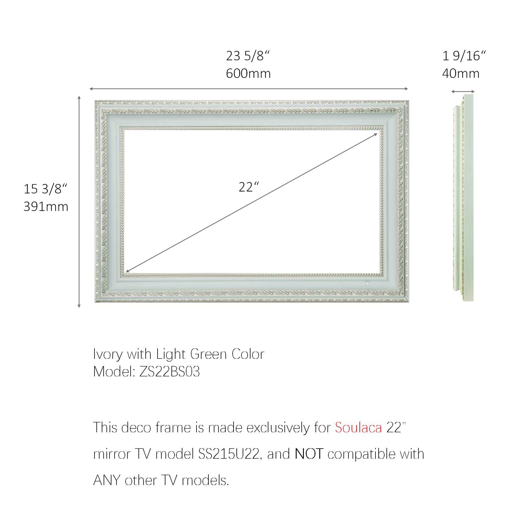 Soulaca 22 inch Waterproof Smart Mirror TV with webOS & Voice Control for Bathroom, Spa, Hotel, Kitchen-Soulaca