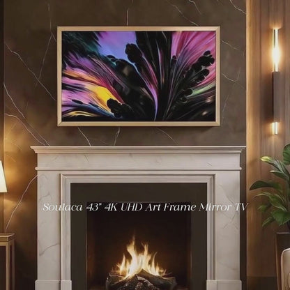 Soulaca 43 inches 4K UHD Mirror TV with Obsidian Black (Gloden) Frame for Fireplace, Hotel, Smart Gallery Decoration DTV
